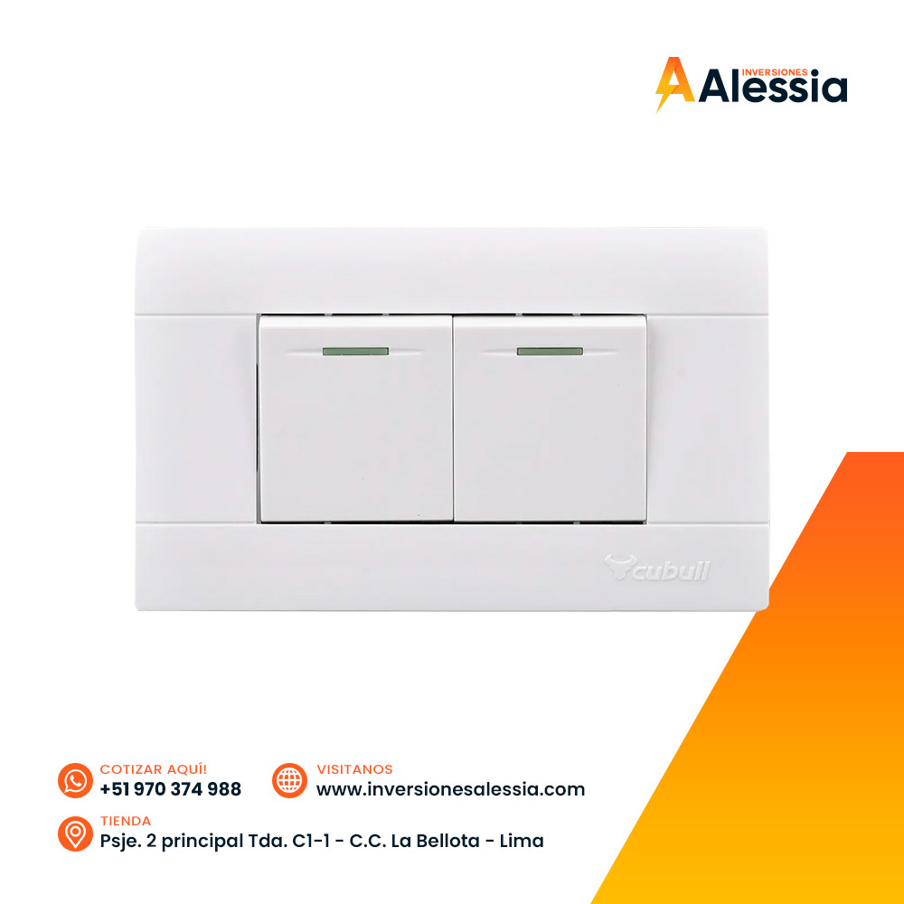 Conmutador doble color blanco modelo A3-008 Cubull
