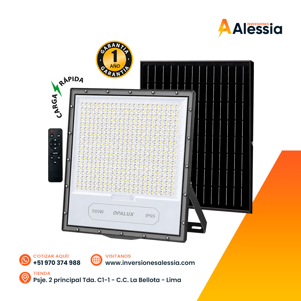 Reflector LED con Panel solar 500W Opalux