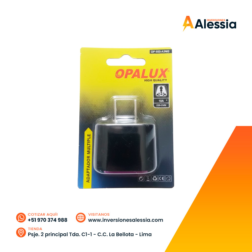 Adaptador Múltiple Plano Negro Opalux
