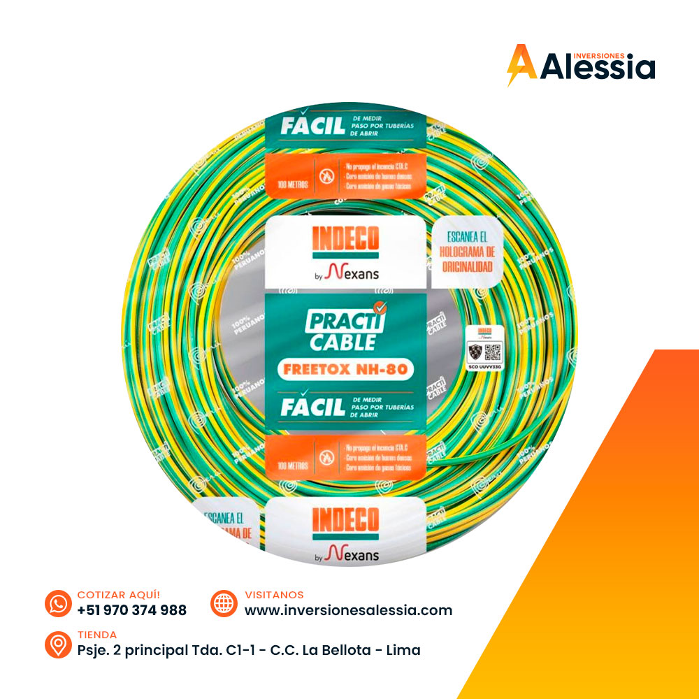 Cable NH-90 450/750V 4mm amarillo verde 100 Metros