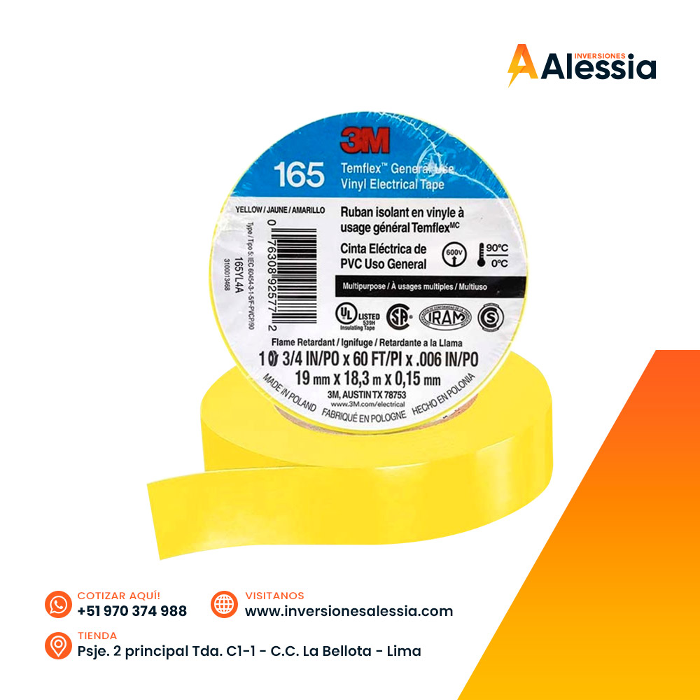 Cinta aislante 3M Temflex 165 Amarilla