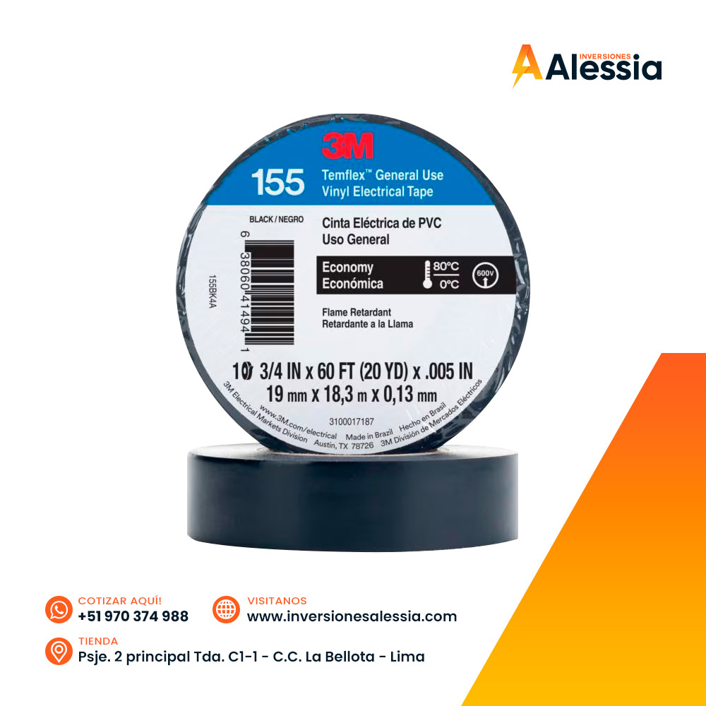 Cinta aislante de 155 vinilo Temflex de 3M