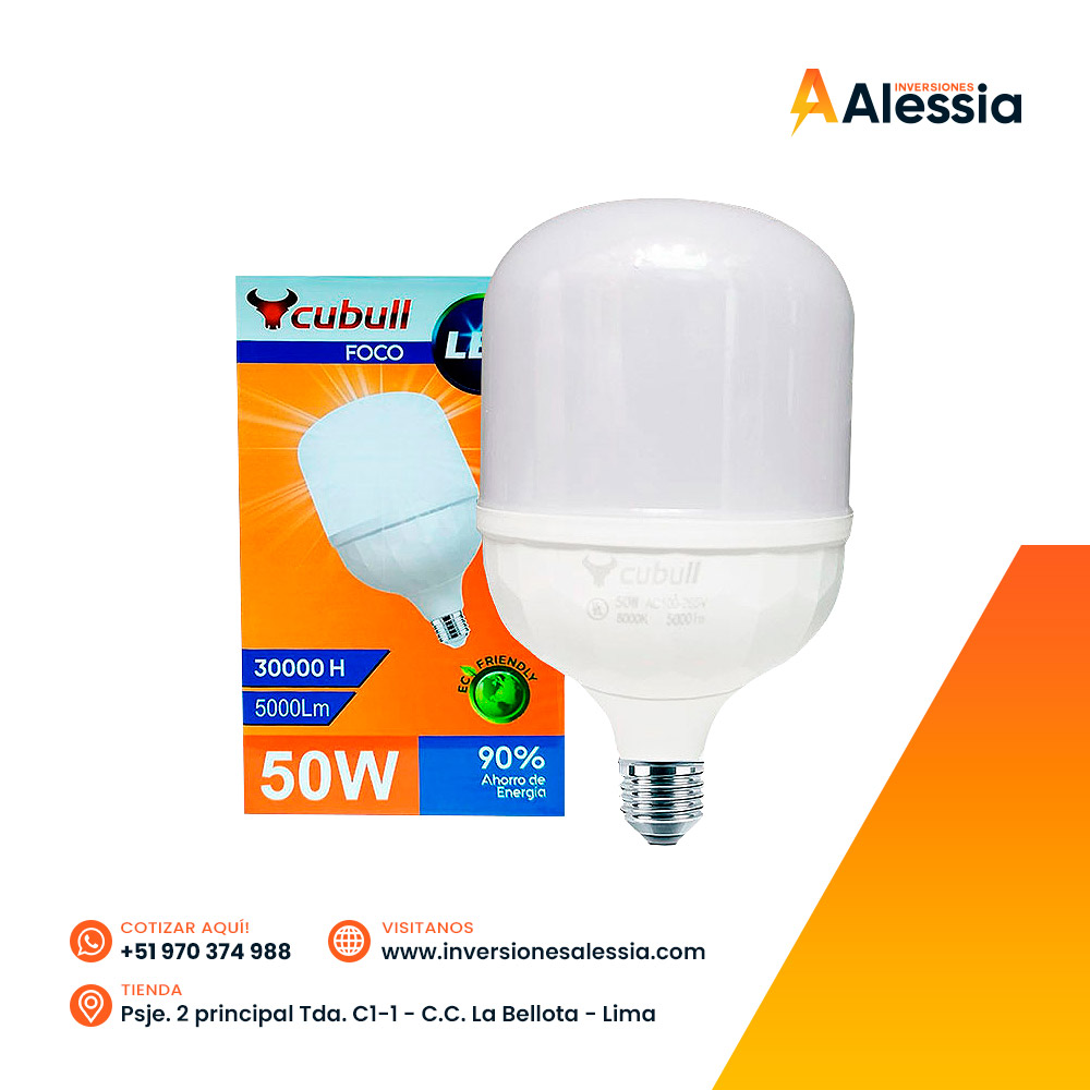 Foco LED tipo botella E27 50W Cubull