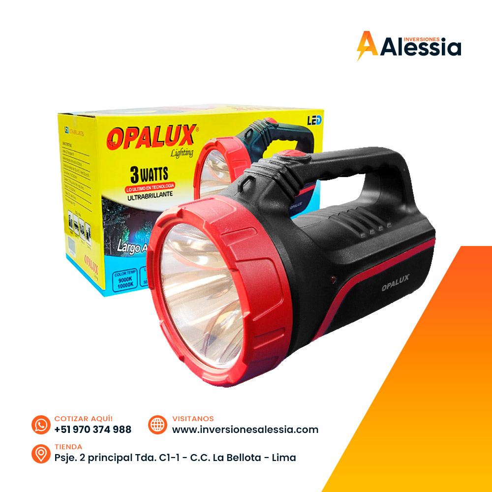 Linterna LED Recargable 3W 220V Opalux