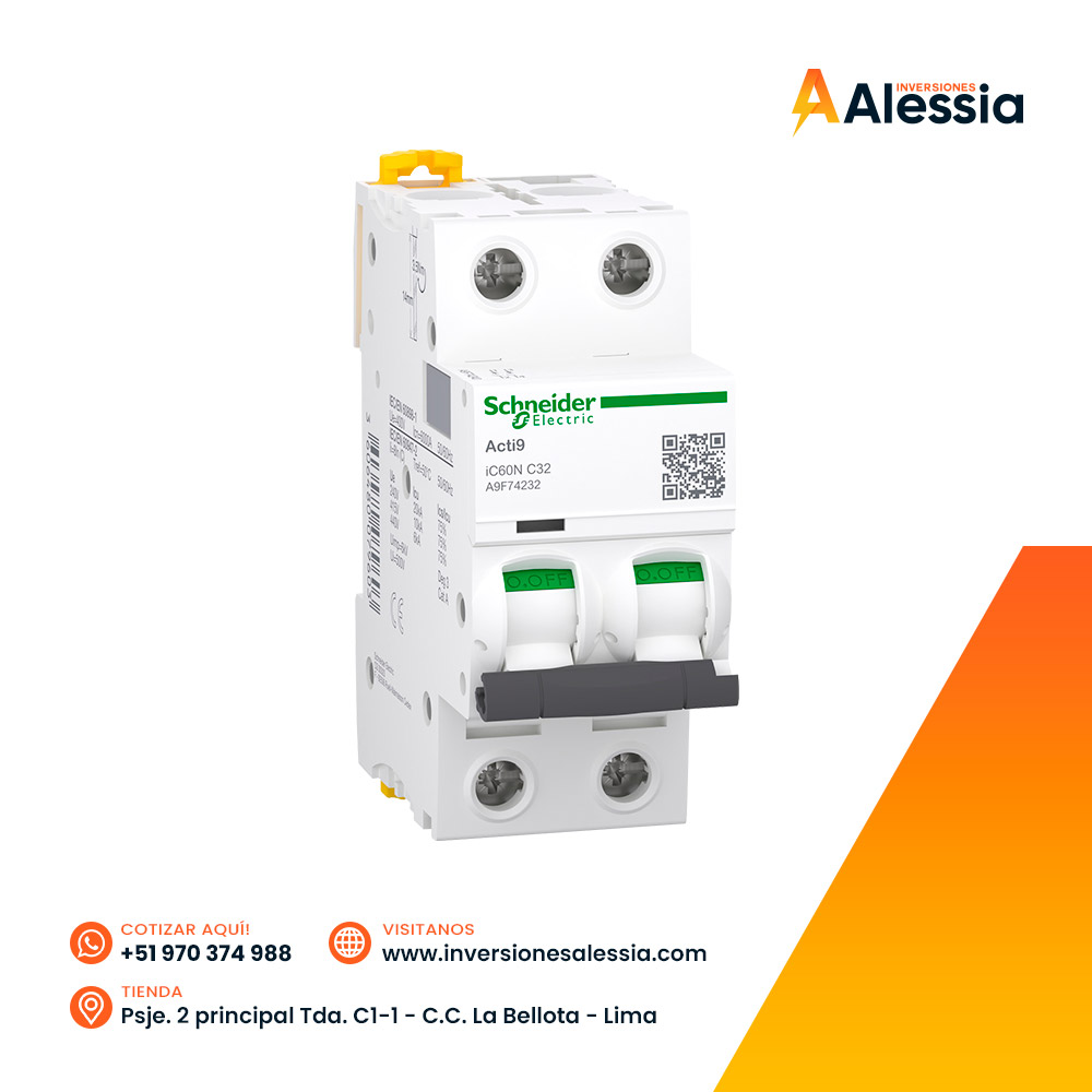 Llave térmica Acti9 iC60N 2P 32A curva C