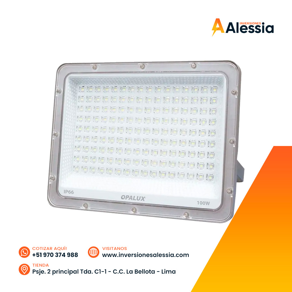 Reflector LED Opalux Slim 100w IP66 Luz Fría
