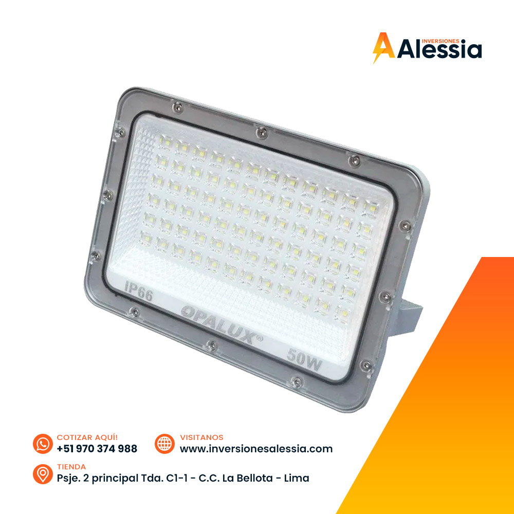Reflector LED Opalux Slim 50w IP66 Luz Fría