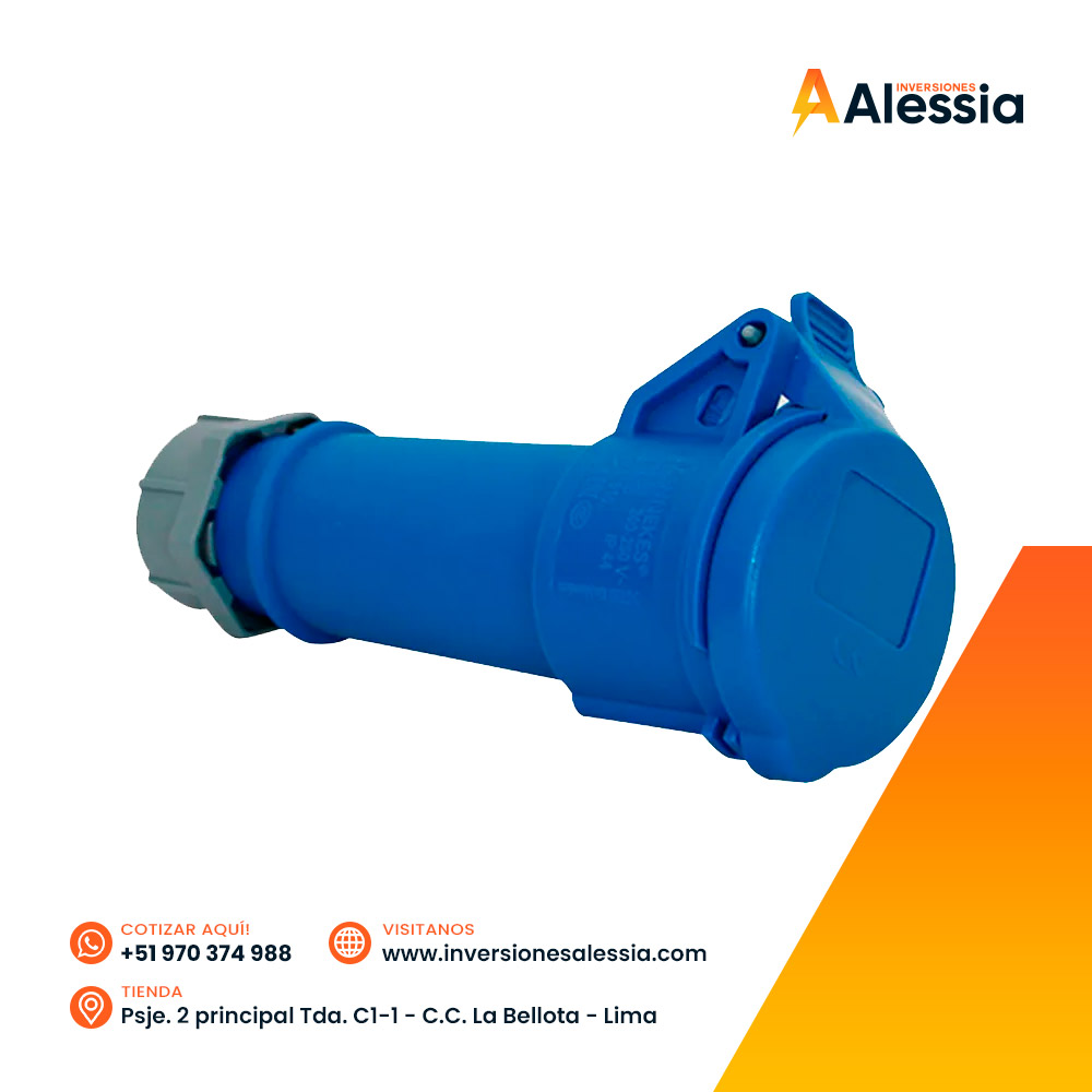 Toma Aéreo 16AMP 2P+T 250V Azul 6H IP44 Mennekes