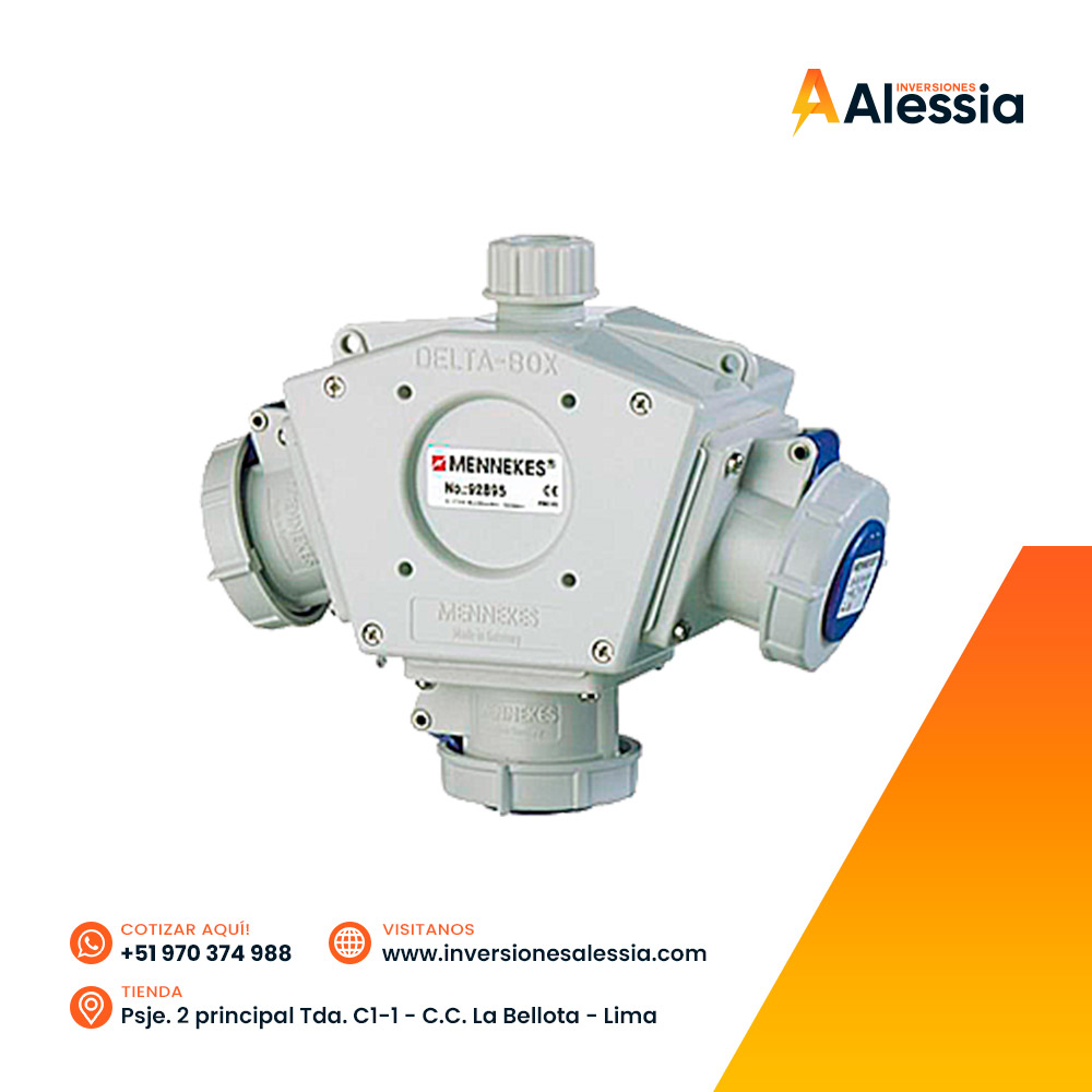 Toma triple aéreo 16amp 2P+T 250V Delta/box Mennekes