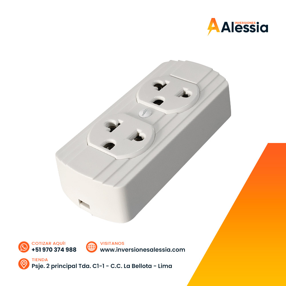 Tomacorriente blanco doble universal superficial 2P+T 10AMP CJX10 Opalux